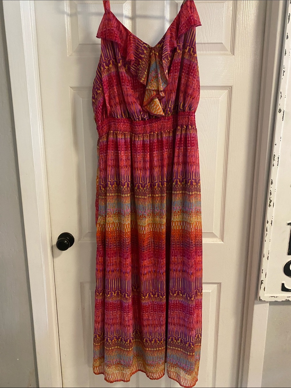 Faded Glory Vibrant Pink & Orange Printed Maxi Dress size 4X